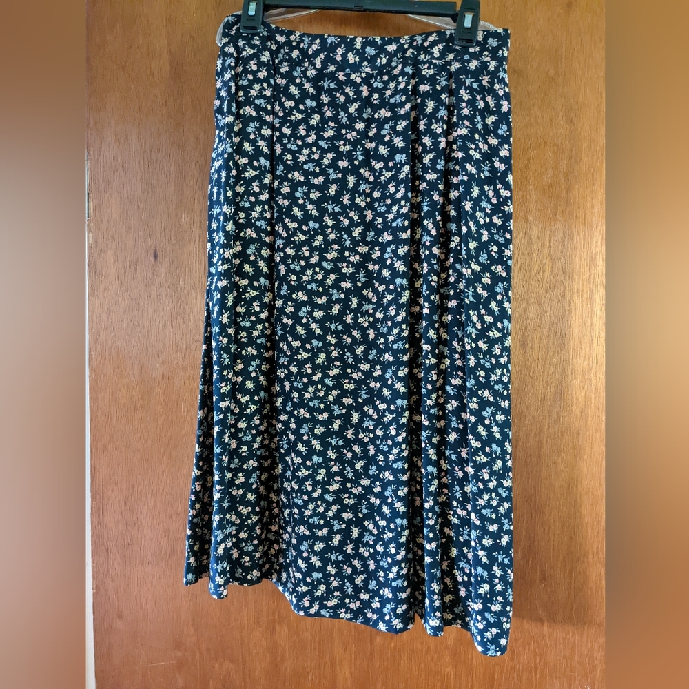 Elizabeth floral print silk skirt.